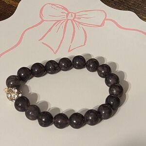 Black Stone Beaded Bracelet New!
